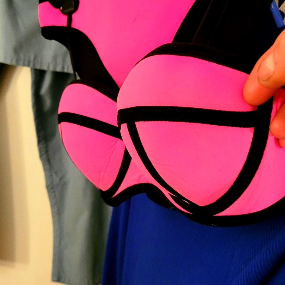 3/$40- Neoprene like 2 piece bikini Bright pink (neon)